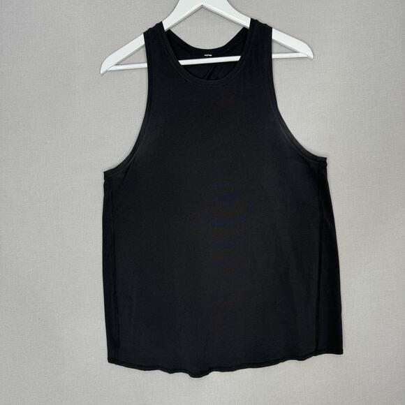 Lululemon All Tied Up Tank Womens 10 Black Pima Cotton Split Back Yoga Top - Picture 1 of 8